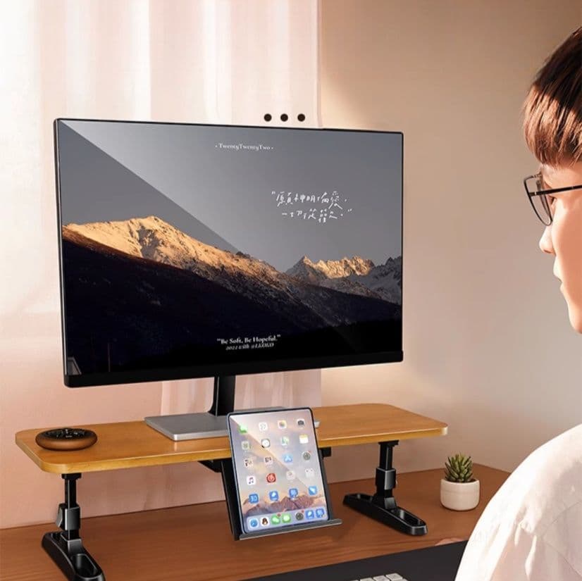 パソコンスタンド 天然木製高さ調節パソコンスタンド