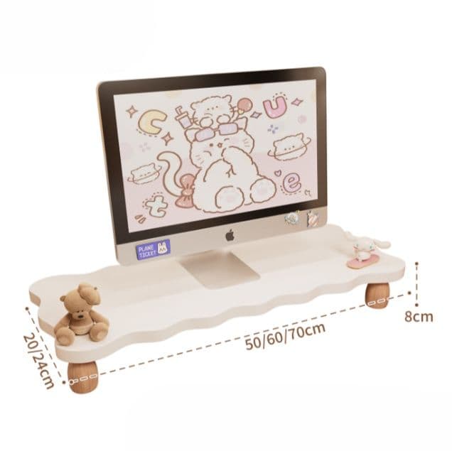 パソコンスタンド 木製モニター台 波型デザイン